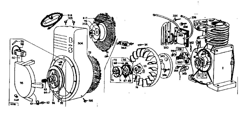 Magneto And Blower Housing Diagram and Parts List for 140200-140257 0110 - 0146 Briggs and Stratton Engine